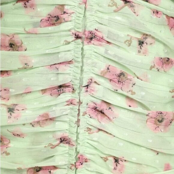 Lulu’s Dress Small Blooming Night Out Light  Green Floral Print Ruched Bodycon - Picture 16 of 16